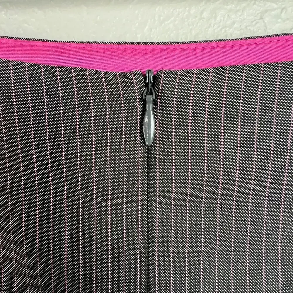 Escada Womens 14 EU 44 Wool Silk Blend Gray Pink Pinstripe Pencil Skirt - Picture 5 of 8